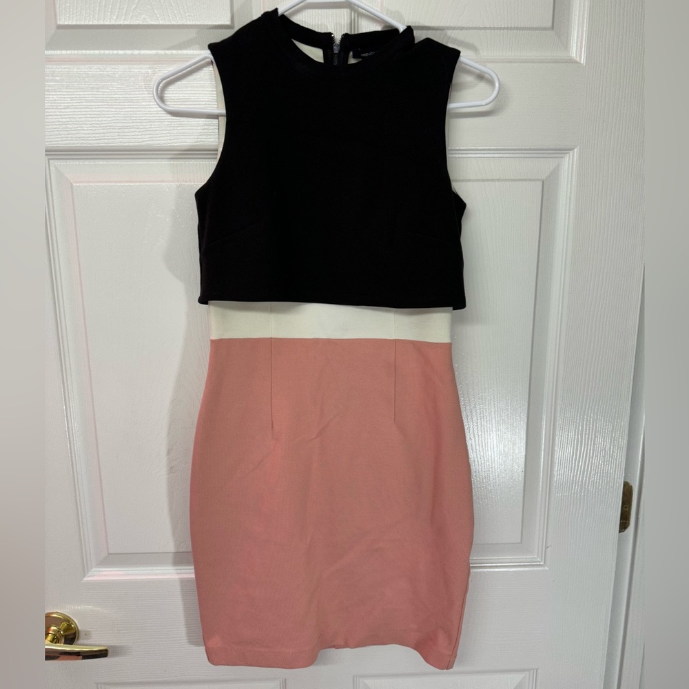 French Connection Colorblock Dress Zip Back Mini Dress Size 4